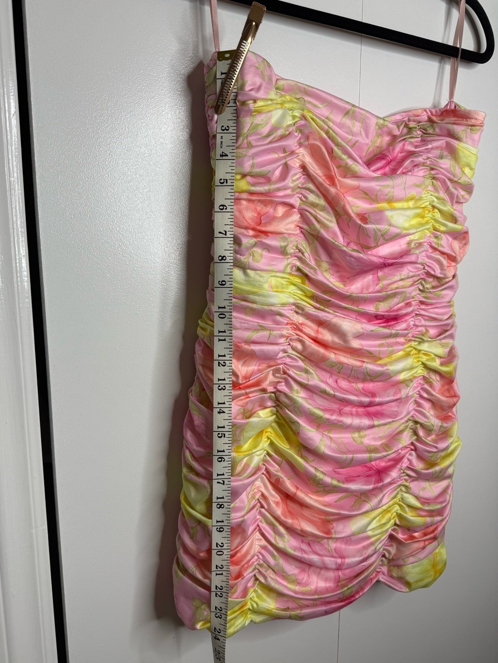 Loveshackfancy Nerra Mini Ruched Strapless Floral Pink Dress Size 8 - Picture 9 of 9